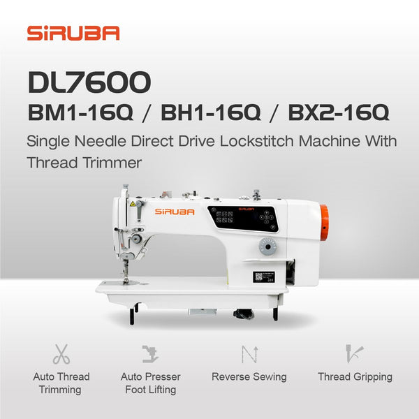 DL7600-BM1-16Q Lockstitch Machine – Full-Function, Oil-Free with Touchscreen & Thread Trimmer